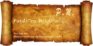 Patócs Milán névjegykártya