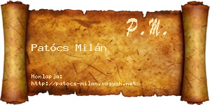 Patócs Milán névjegykártya